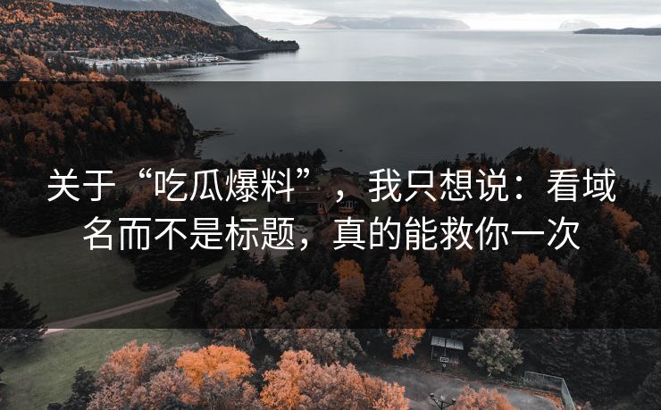 关于“吃瓜爆料”，我只想说：看域名而不是标题，真的能救你一次