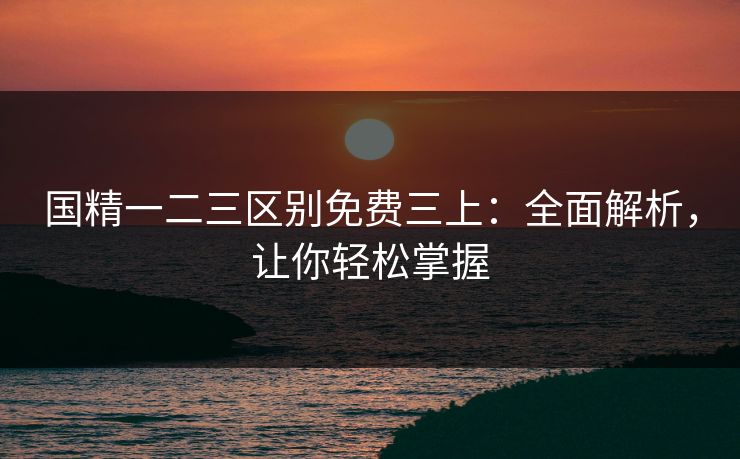 国精一二三区别免费三上：全面解析，让你轻松掌握