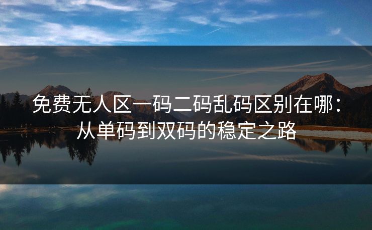 免费无人区一码二码乱码区别在哪：从单码到双码的稳定之路